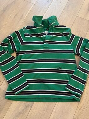 Striped Green Rugby Polo Long-Sleeve Top